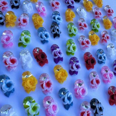 #0....Acrylic Flower 2Pcs...10 Pairs Mix Color